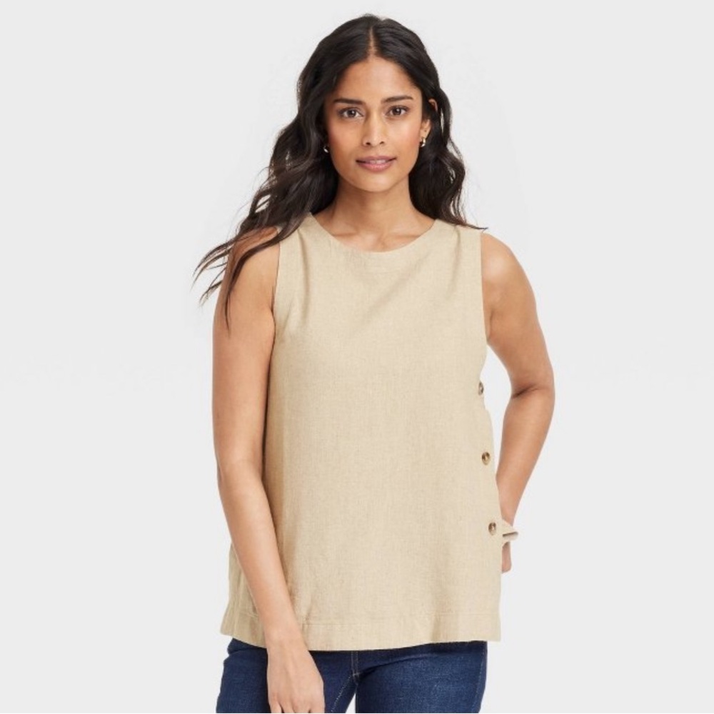Universal Thread Linen Cream Boxy Tank Top